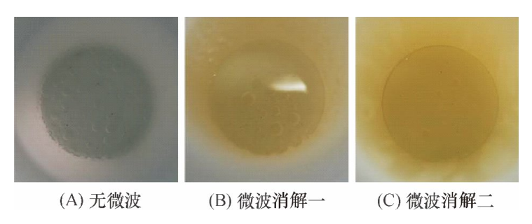 无微波消解和微波消解的实验效果